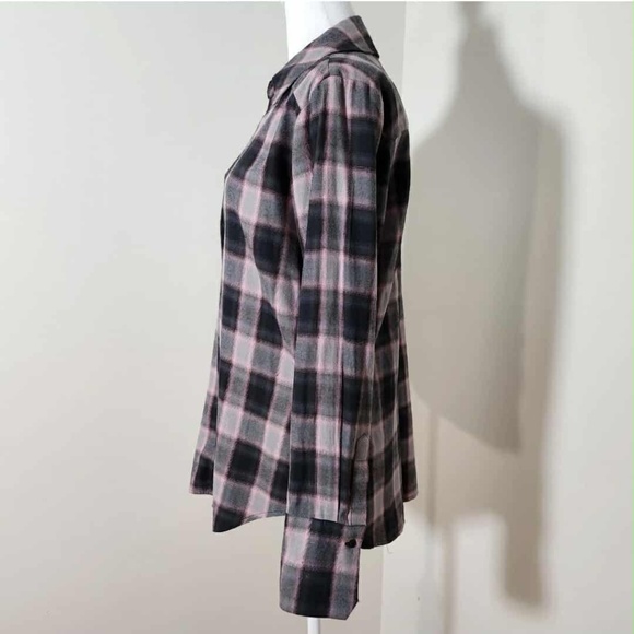 PAIGE Pink & Black Oversized Princess Punk Emo Alt Flannel Fall Shirt M - Picture 3 of 9